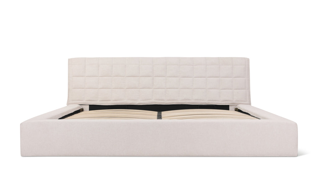 Lit matelassé avec rangement, Queen, Latte