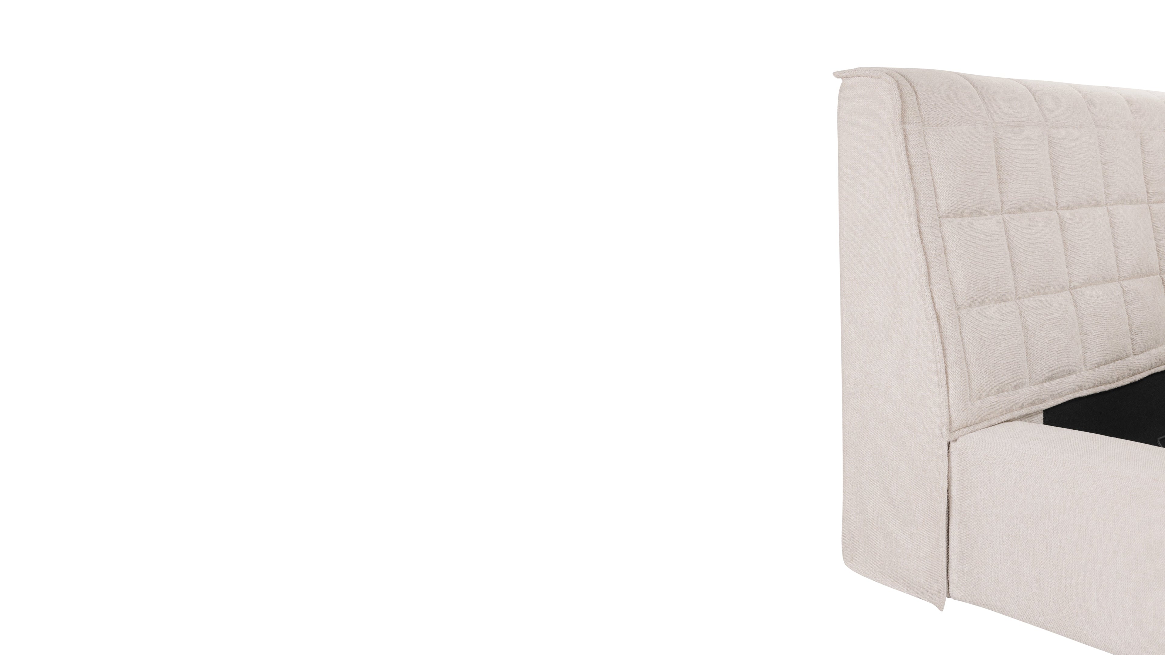 Lit matelassé avec rangement, Queen, Latte