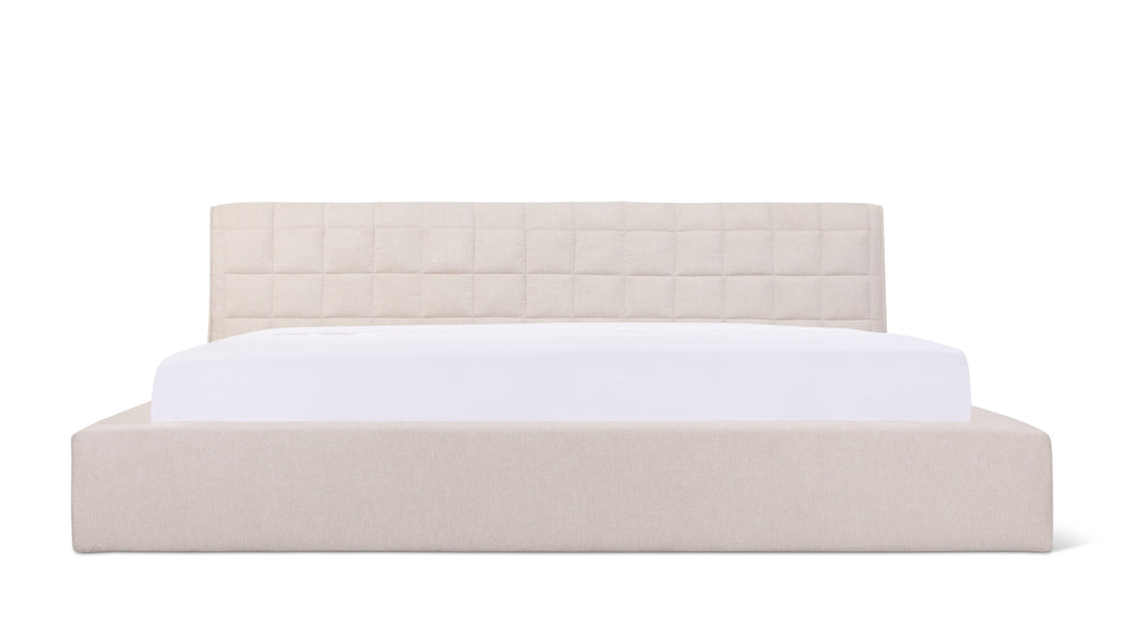 Lit matelassé avec rangement, Queen, Latte