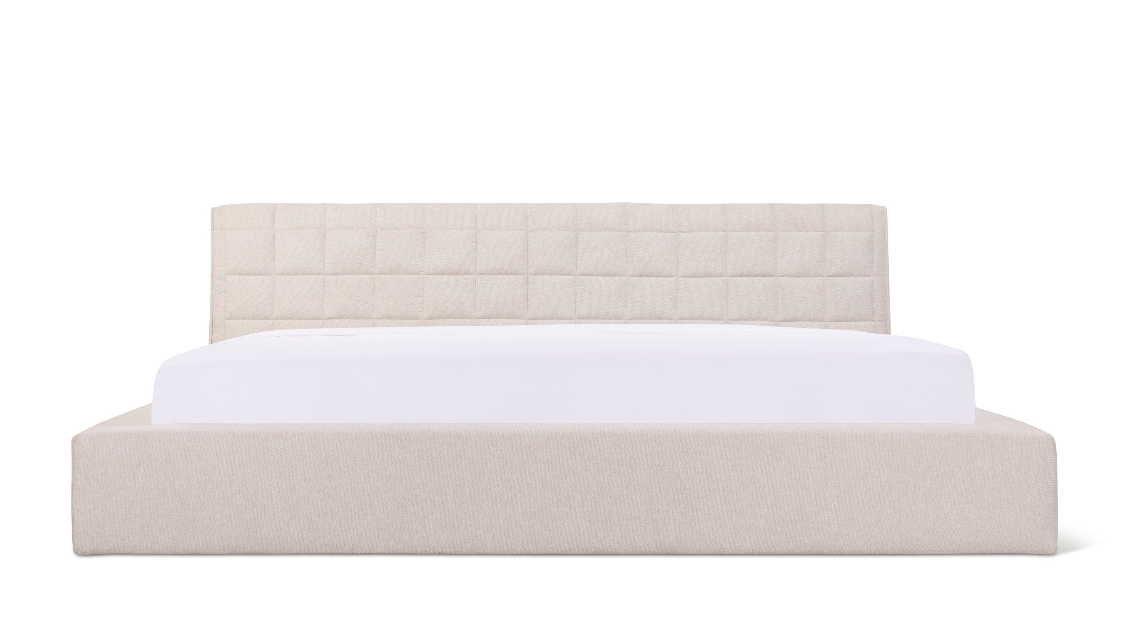 Lit matelassé avec rangement, Queen, Latte