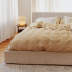 Lit matelassé avec rangement, Queen, Latte