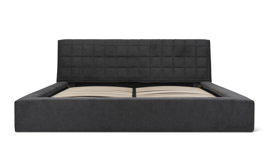 Lit matelassé avec rangement, Queen, gris sidéral