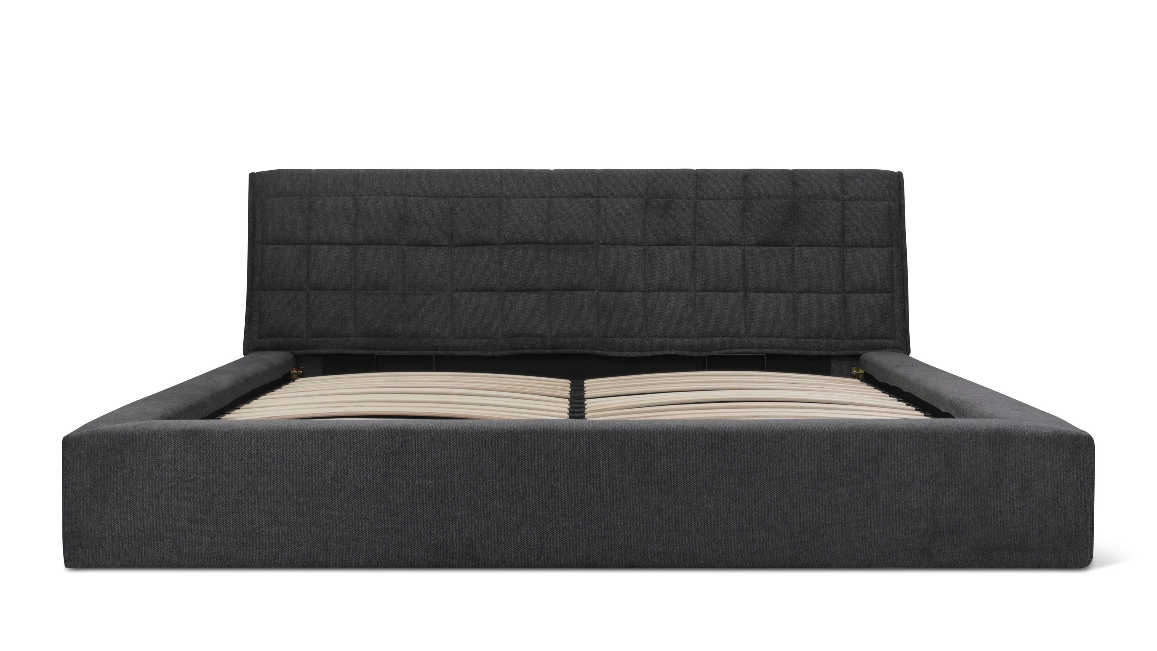 Lit matelassé avec rangement, Queen, gris sidéral