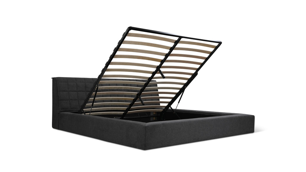 Lit matelassé avec rangement, Queen, gris sidéral