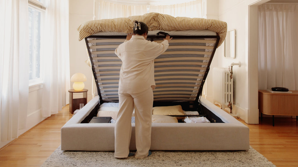 Lit matelassé avec rangement, Queen, gris sidéral