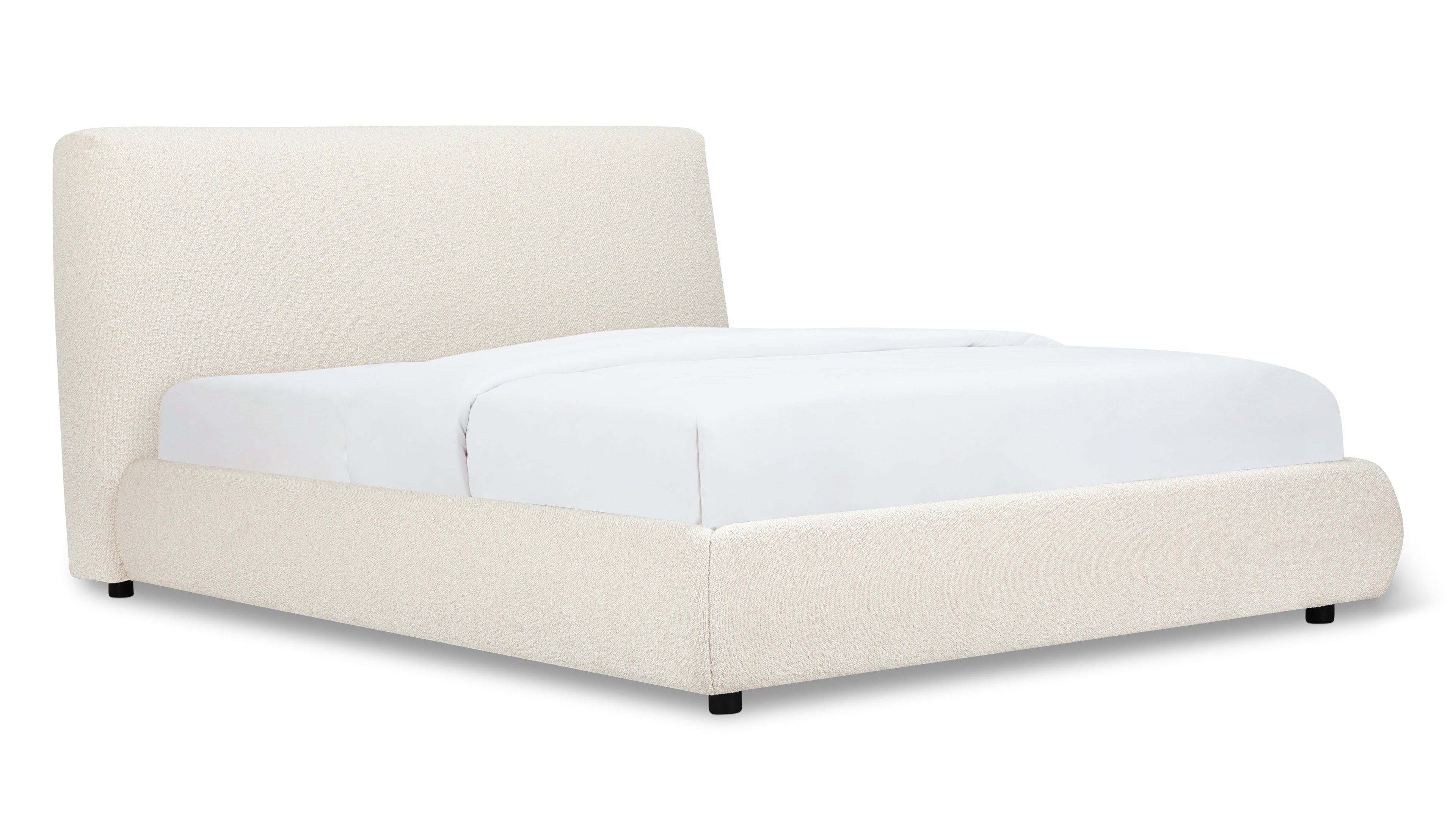 Lit de rêve avec rangement, 2 places, couleur crème bouclée