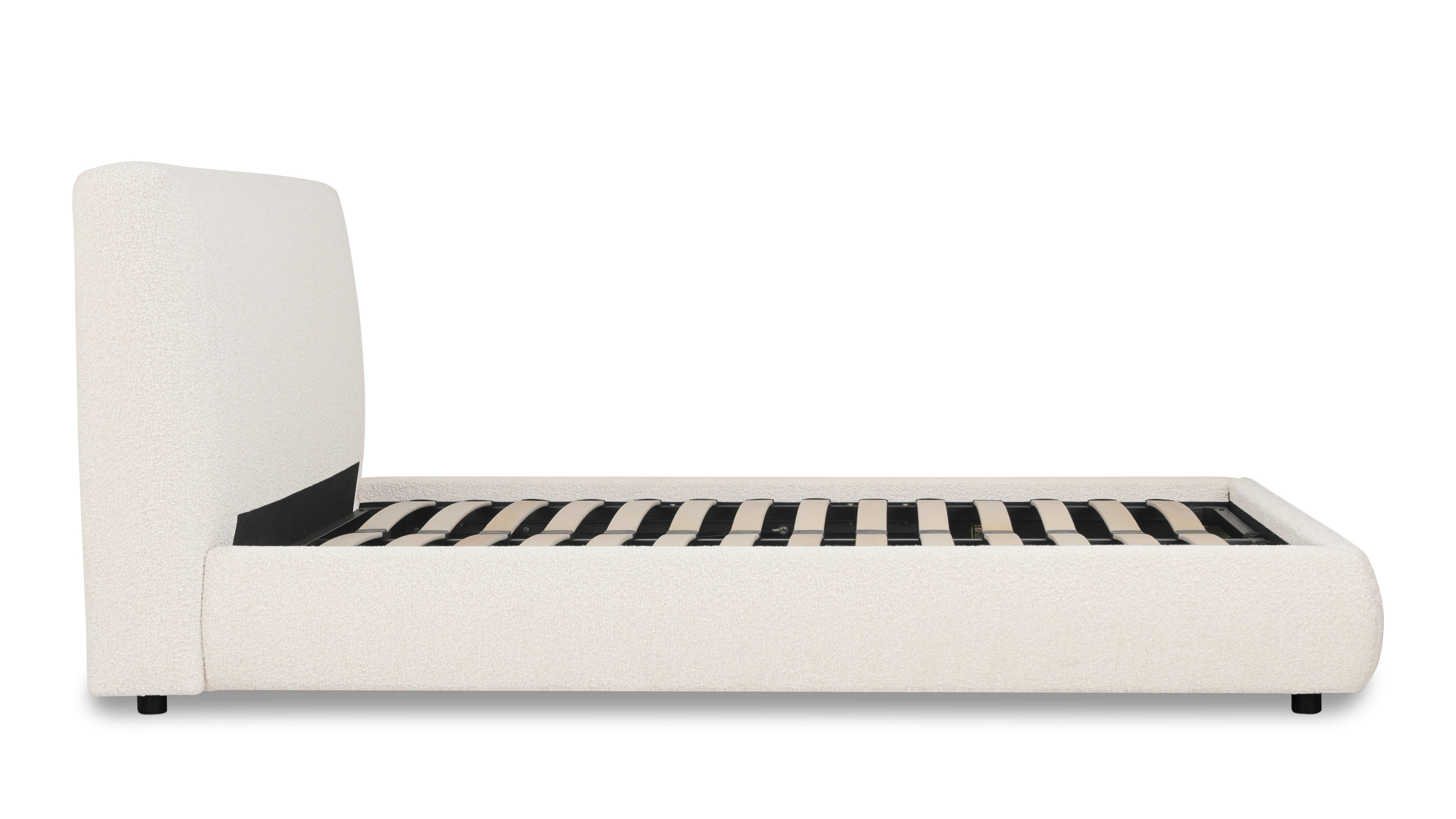 Lit de rêve avec rangement, 2 places, couleur crème bouclée