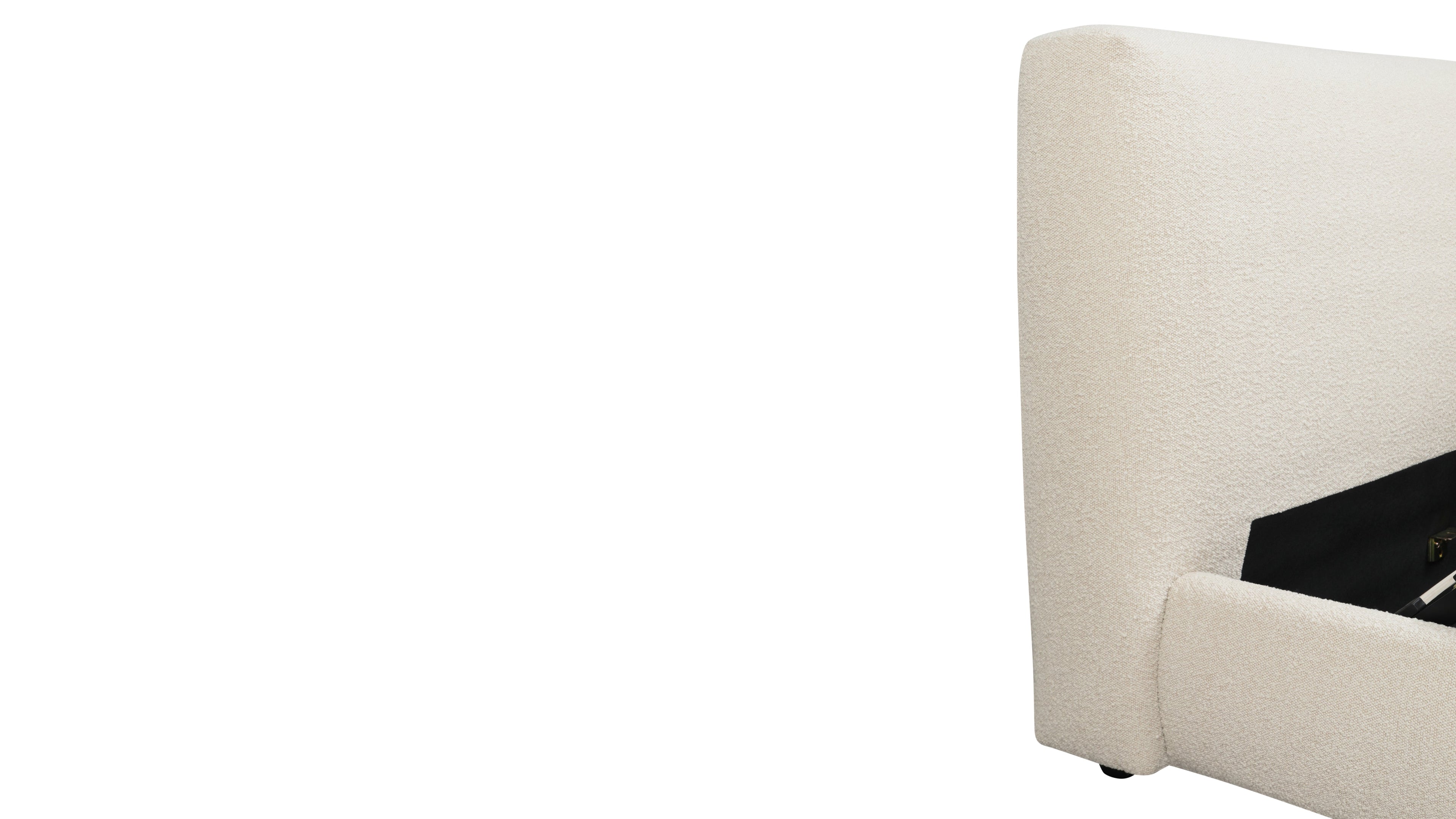 Lit de rêve avec rangement, 2 places, couleur crème bouclée