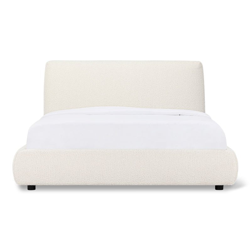 Lit de rêve avec rangement, 2 places, couleur crème bouclée