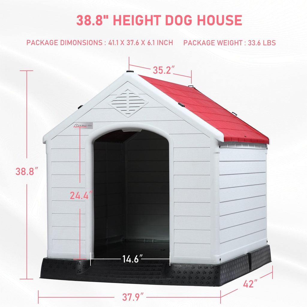 Niche en plastique Bossin pour chiens de petite et grande taille, niche isolée pour l'intérieur et l'extérieur, abri pour chiots avec plancher surélevé
