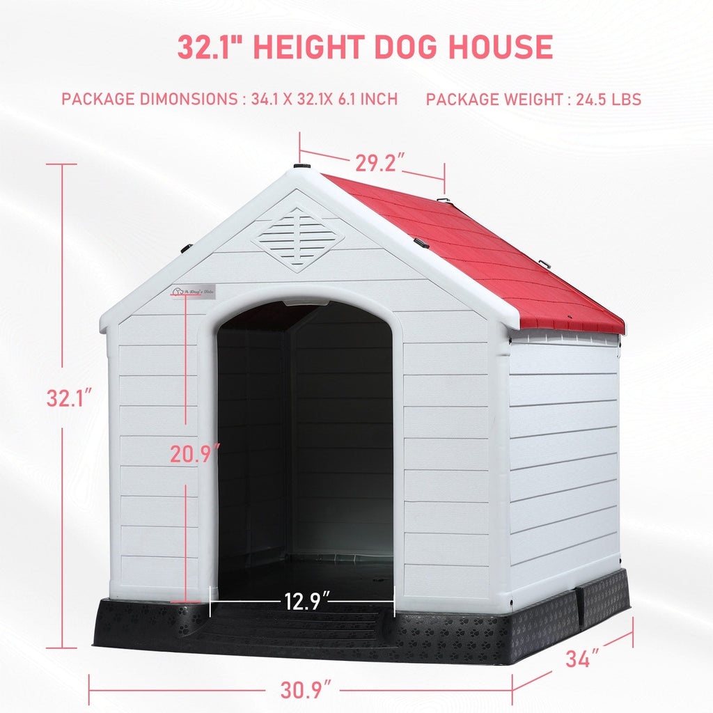 Niche en plastique Bossin pour chiens de petite et grande taille, niche isolée pour l'intérieur et l'extérieur, abri pour chiots avec plancher surélevé