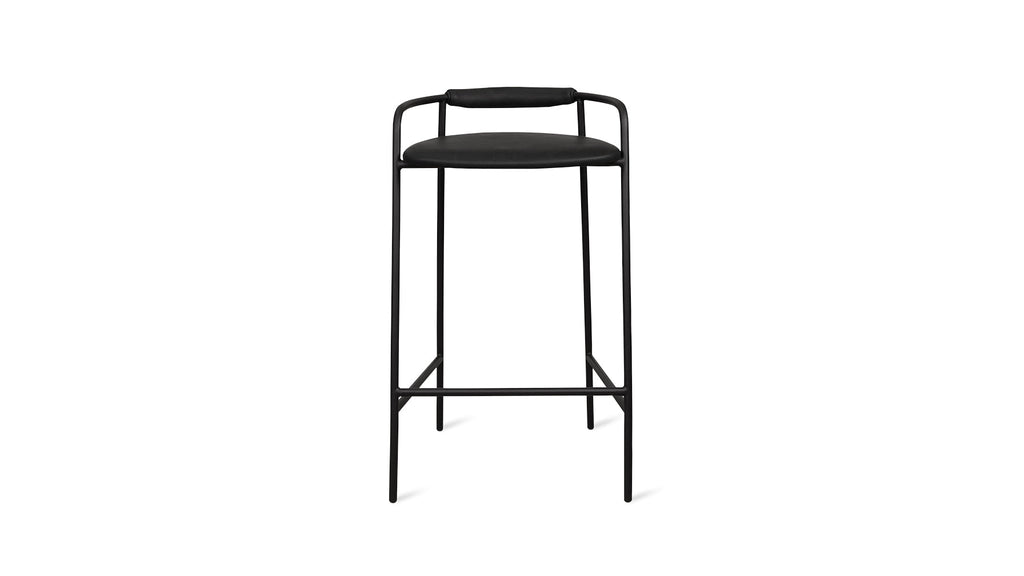 Tabouret de bar Slow Mornings, cuir anthracite/métal noir