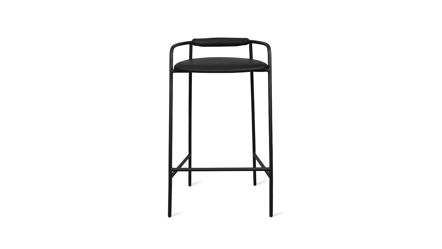 Tabouret de bar Slow Mornings, cuir anthracite/métal noir