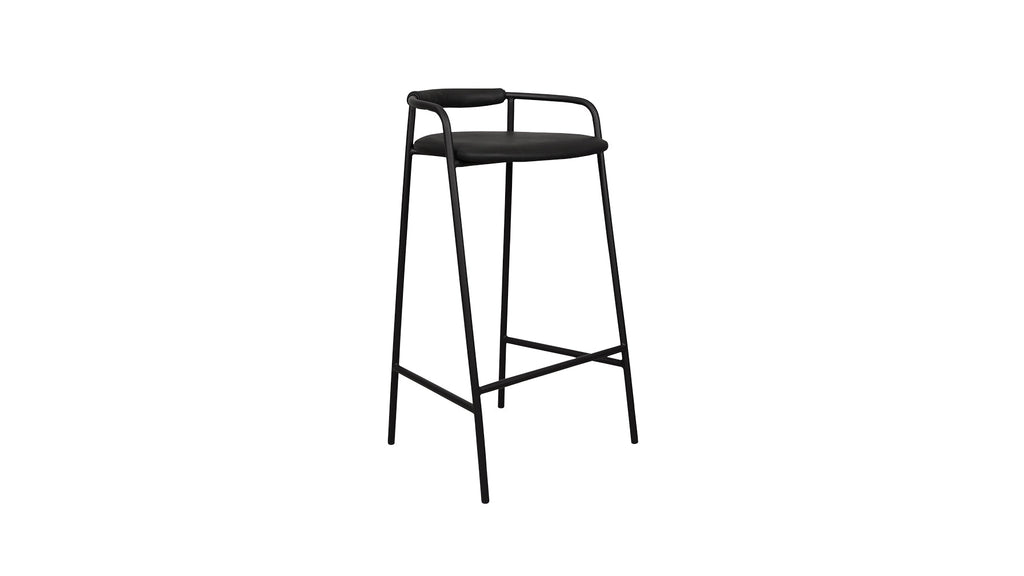 Tabouret de bar Slow Mornings, cuir anthracite/métal noir