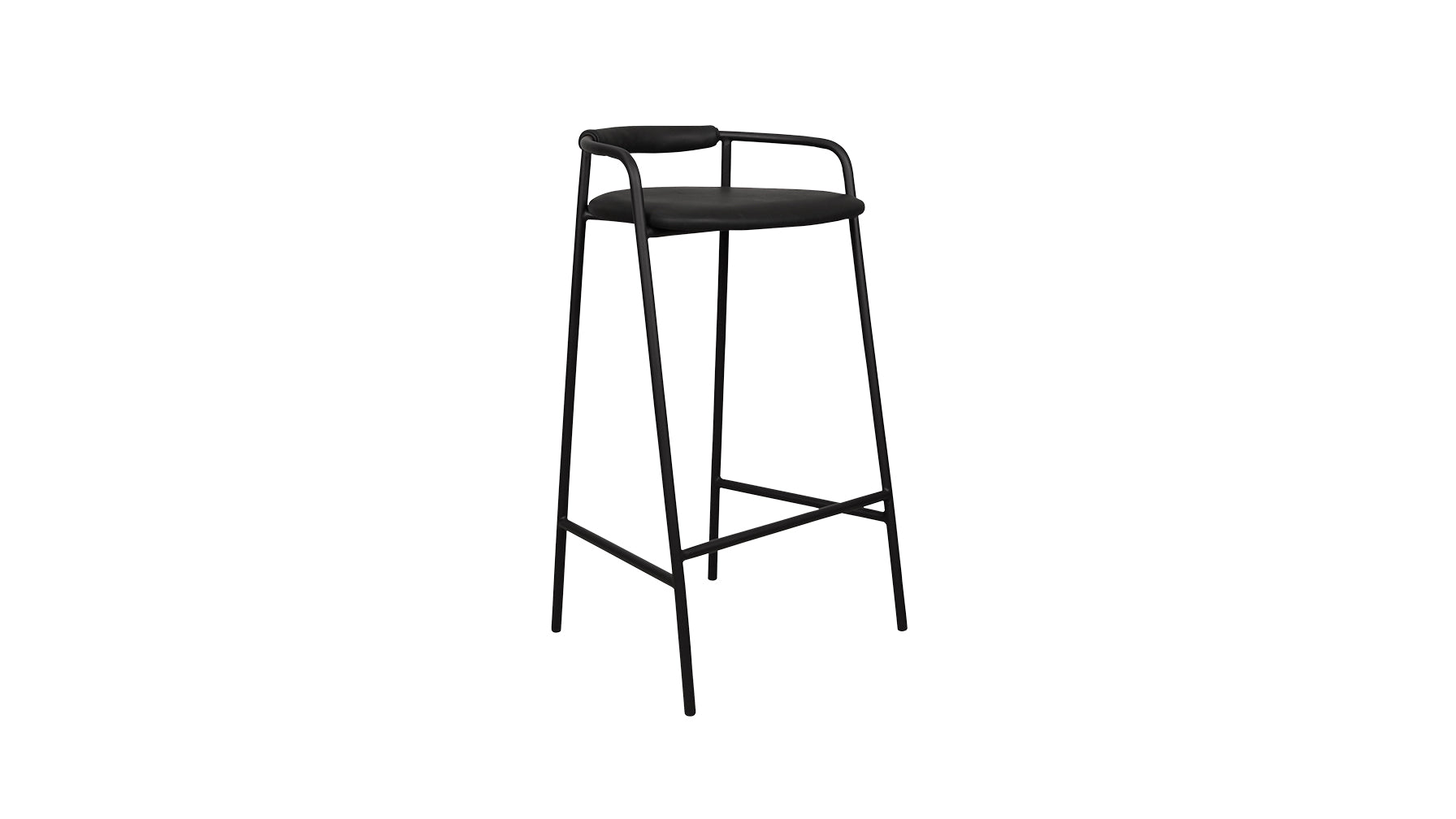 Tabouret de bar Slow Mornings, cuir anthracite/métal noir