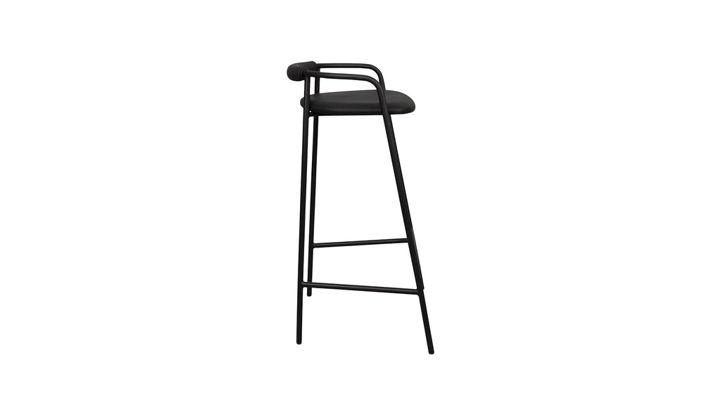 Tabouret de bar Slow Mornings, cuir anthracite/métal noir