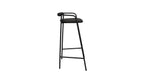 Tabouret de bar Slow Mornings, cuir anthracite/métal noir