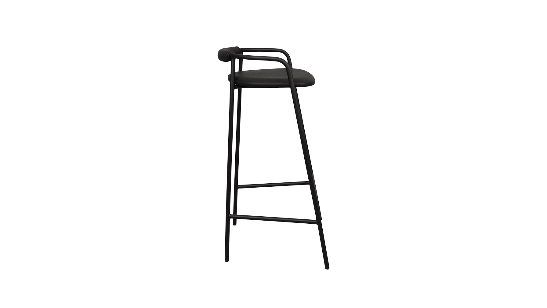 Tabouret de bar Slow Mornings, cuir anthracite/métal noir