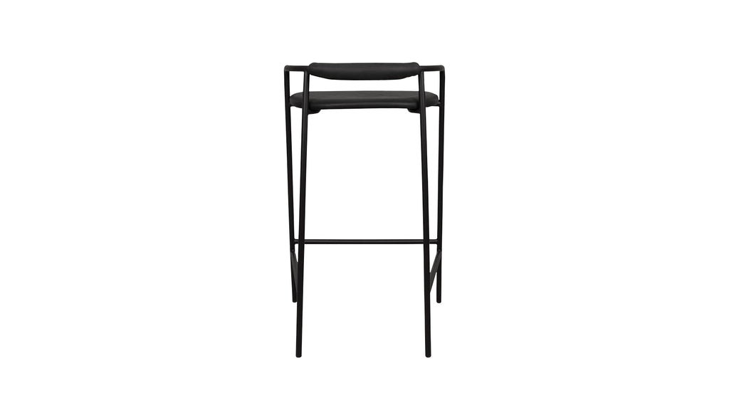 Tabouret de bar Slow Mornings, cuir anthracite/métal noir