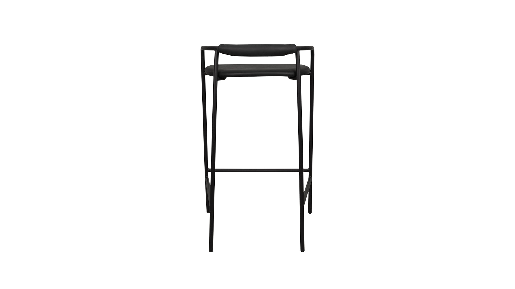 Tabouret de bar Slow Mornings, cuir anthracite/métal noir