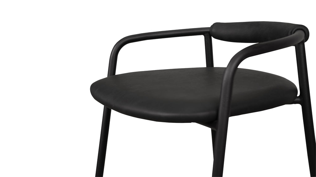 Tabouret de bar Slow Mornings, cuir anthracite/métal noir