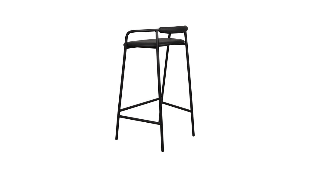 Tabouret de bar Slow Mornings, cuir anthracite/métal noir