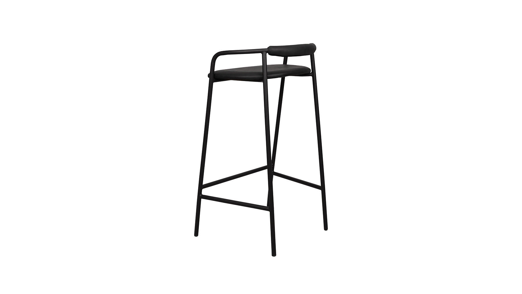 Tabouret de bar Slow Mornings, cuir anthracite/métal noir