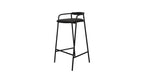 Tabouret de bar Slow Mornings, cuir anthracite/métal noir