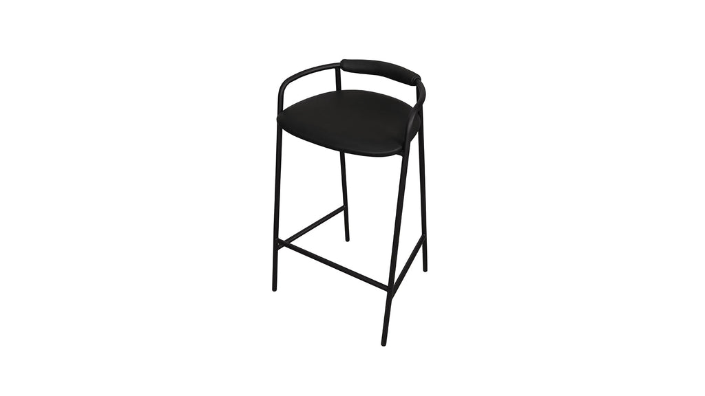 Tabouret de bar Slow Mornings, cuir anthracite/métal noir
