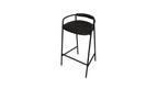 Tabouret de bar Slow Mornings, cuir anthracite/métal noir
