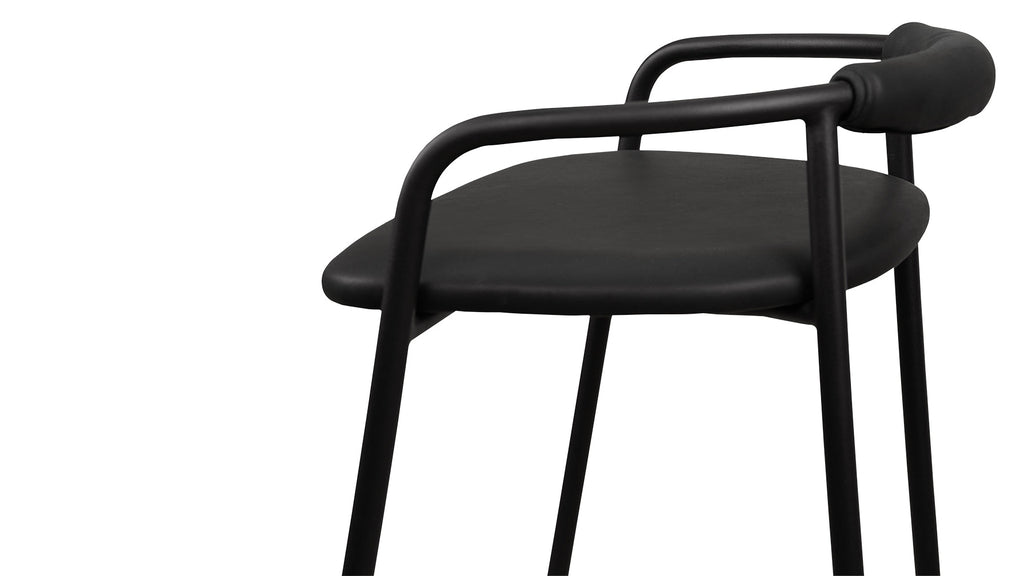 Tabouret de bar Slow Mornings, cuir anthracite/métal noir