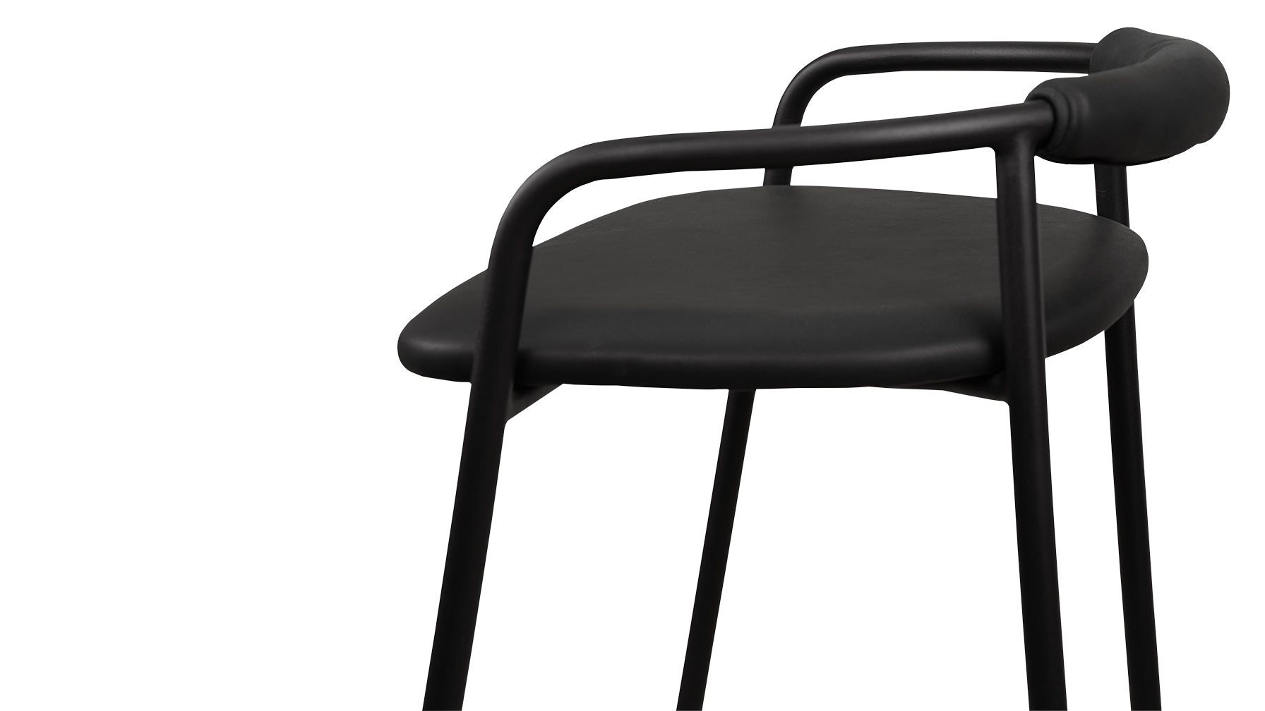 Tabouret de bar Slow Mornings, cuir anthracite/métal noir