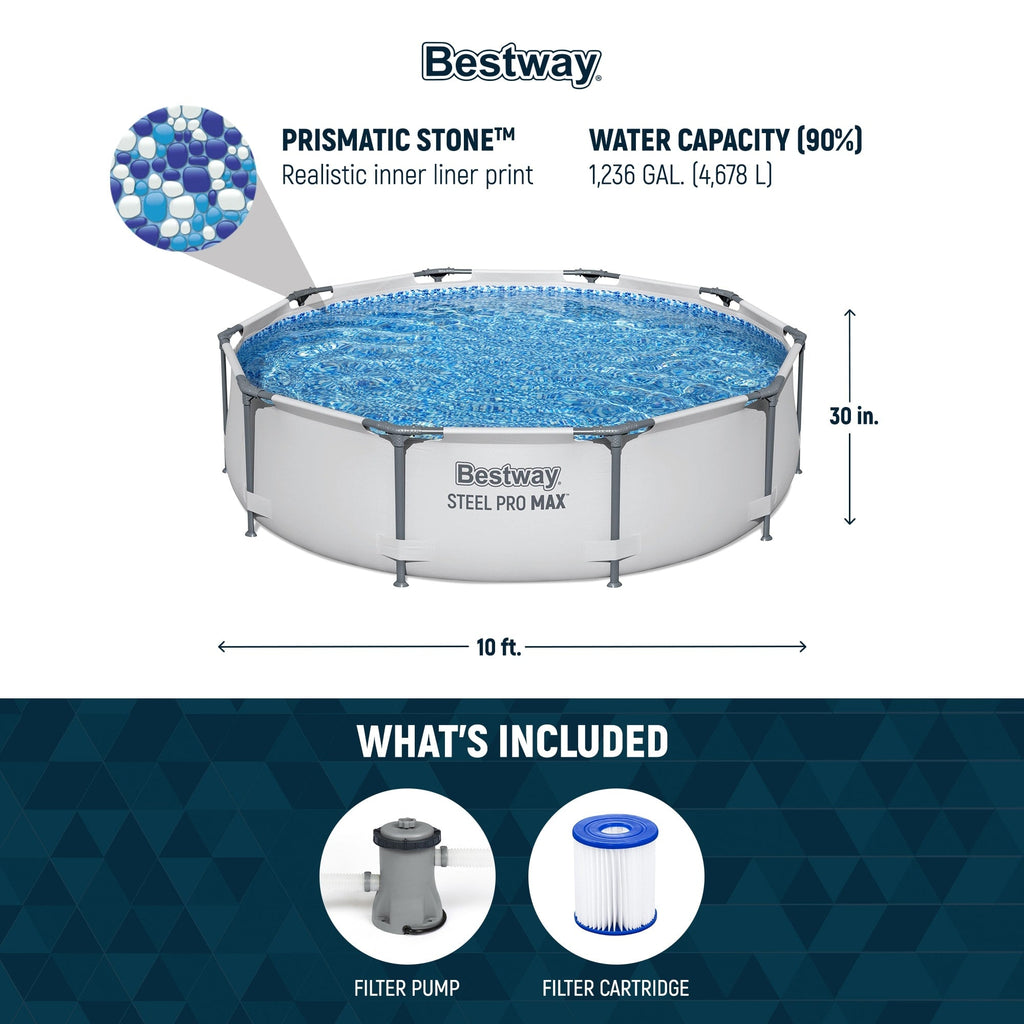 Piscine extérieure hors sol ronde Bestway Steel Pro MAX 10'x30 avec pompe - 10 pi x 30 po
