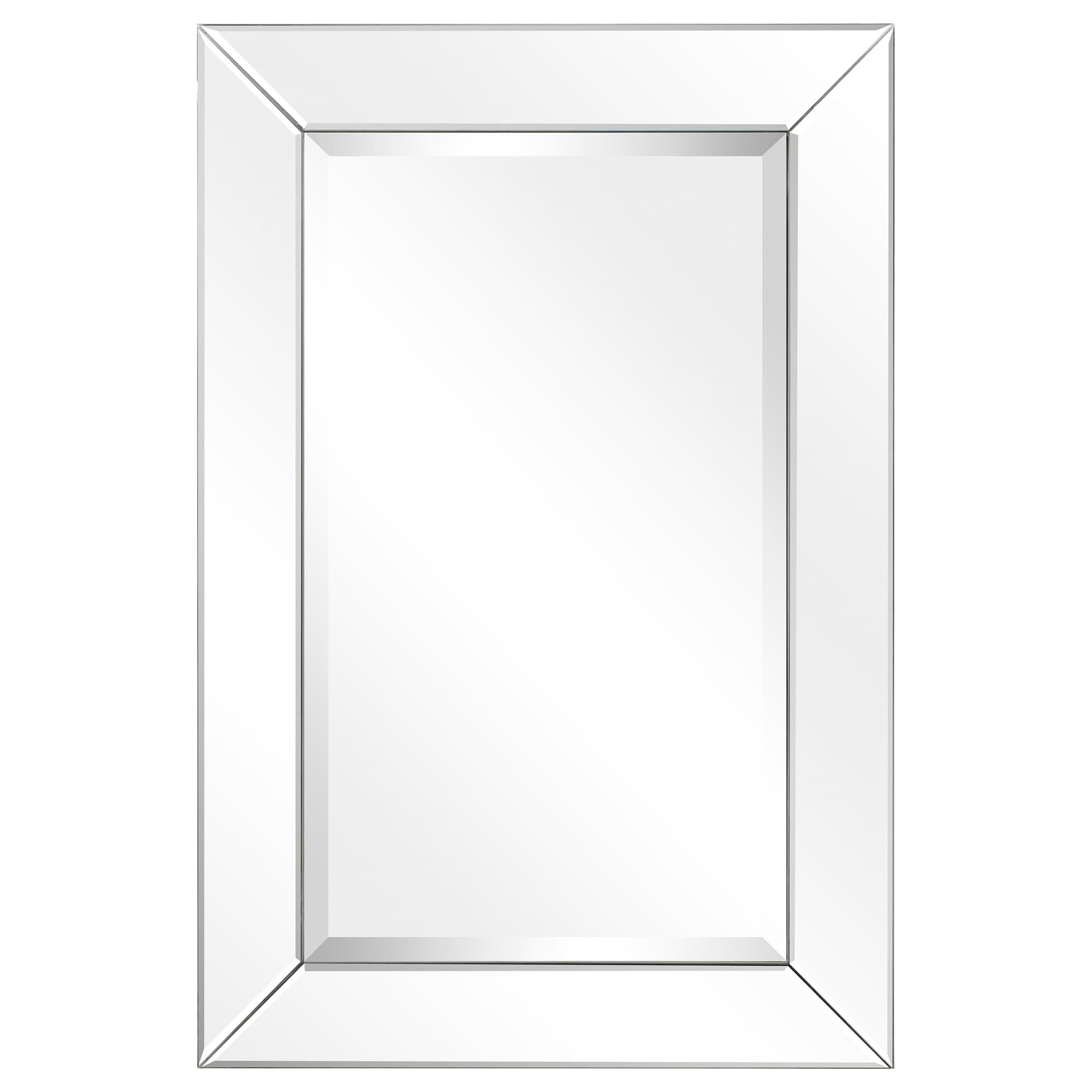 Miroir mural rectangulaire biseauté transparent HD pour salle de bain, coiffeuse et chambre à coucher, 3 tailles