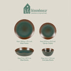 Bloomhouse Palermo Sun Service de table 16 pièces en grès émaillé réactif avec assiettes et bols à double bol