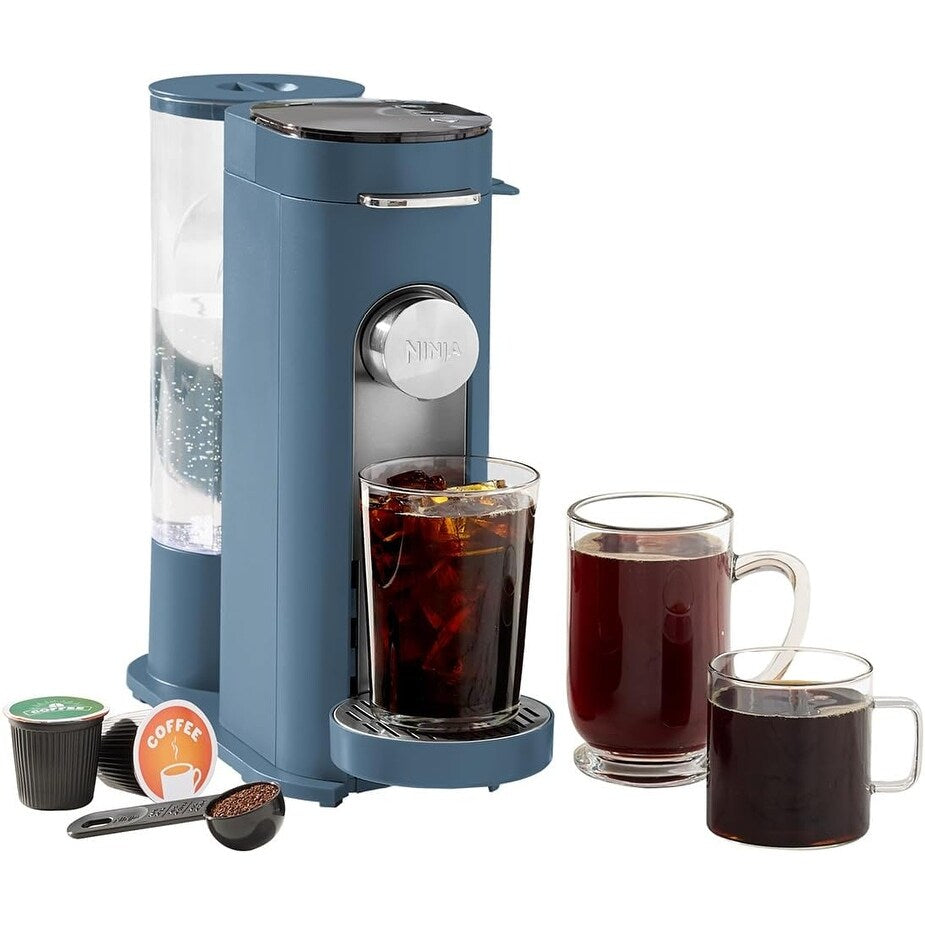 Cafetière bleue à dose unique, compatible K-Cup, réservoir de 1,6 l, 6 à 68 cl, format compact