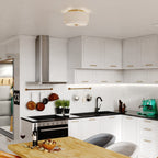 Plafonnier moderne du milieu du siècle de Burnaby avec abat-jour tambour en lin blanc