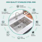 Évier de cuisine sous plan CB HOME 32 po, encastrable, noir/acier inoxydable, cuve simple avec accessoires