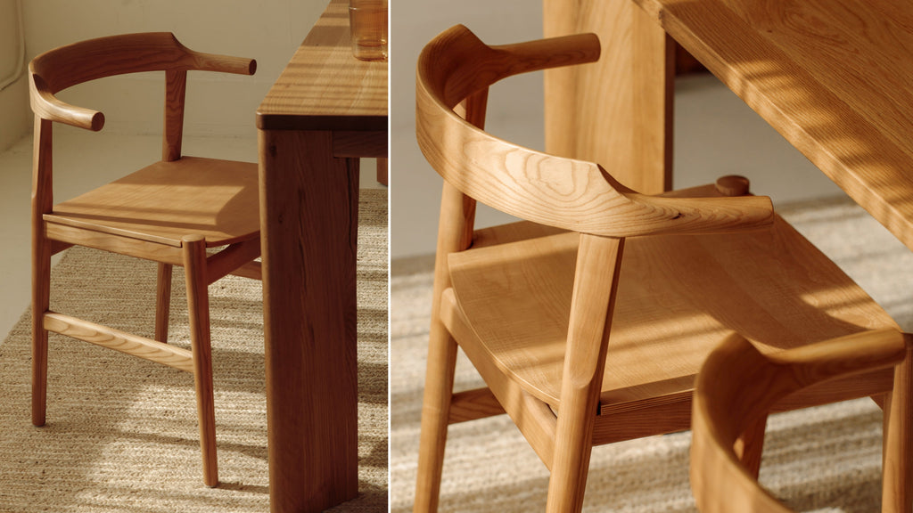 Chaise de salle à manger à dossier rabattable, assise en bois, chêne teinté