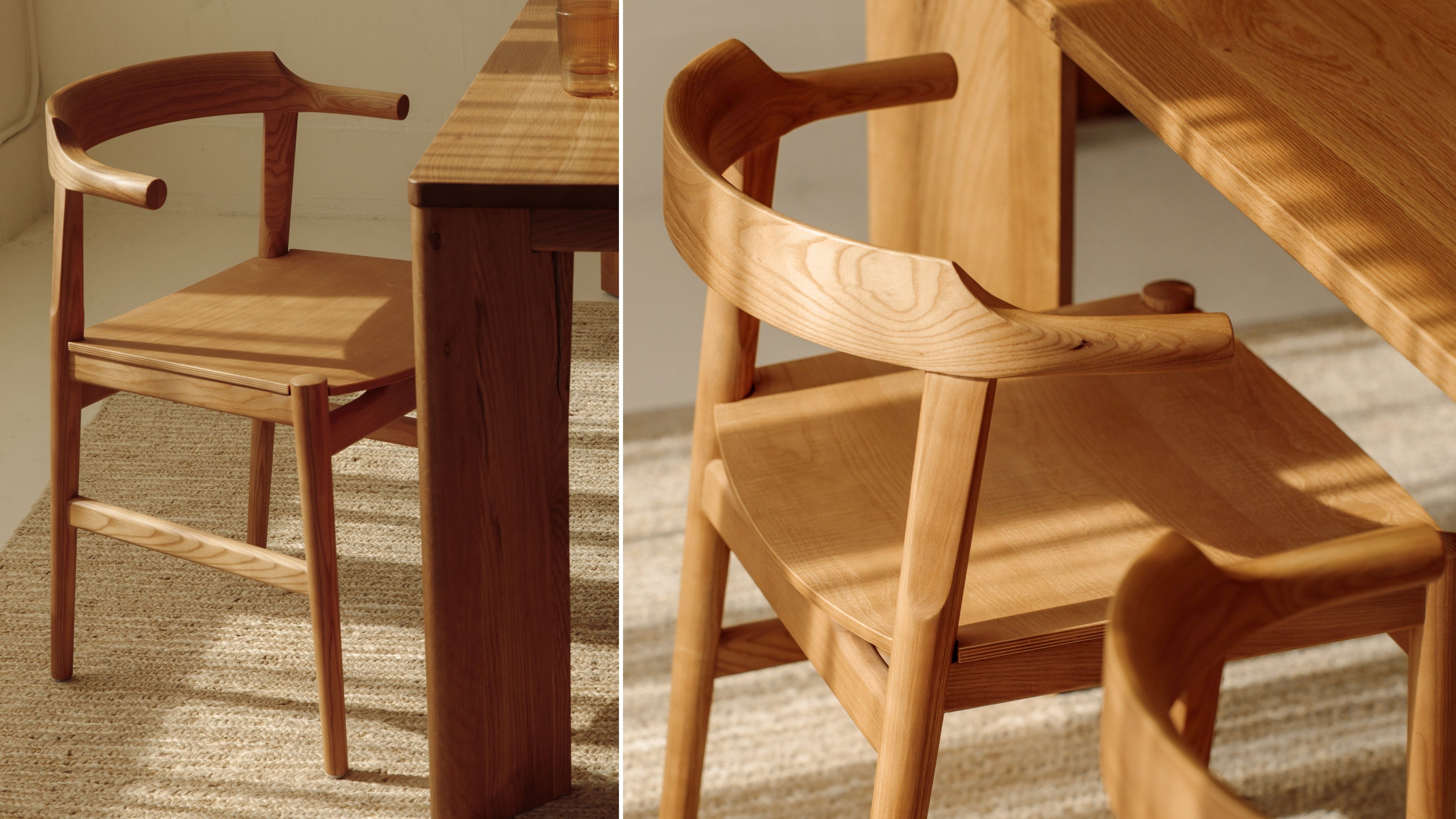 Chaise de salle à manger à dossier rabattable, assise en bois, chêne teinté