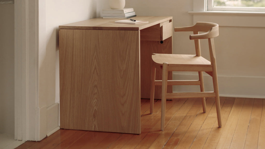 Chaise de salle à manger à dossier rabattable, assise en bois, chêne teinté