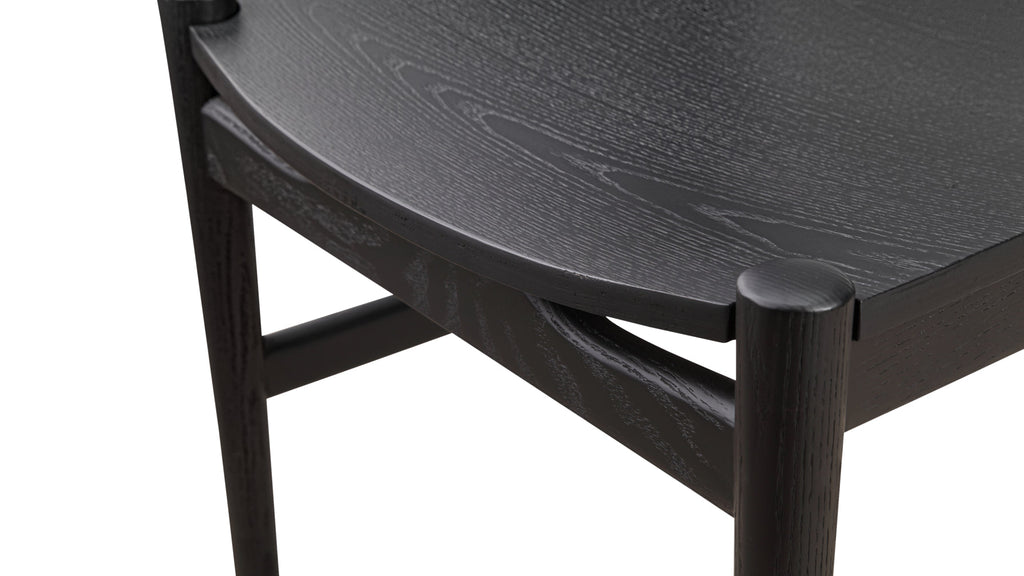 Chaise de salle à manger à dossier rabattable, assise en bois, frêne noir