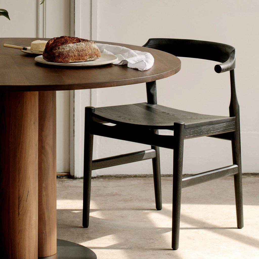 Chaise de salle à manger à dossier rabattable, assise en bois, frêne noir