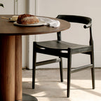 Chaise de salle à manger à dossier rabattable, assise en bois, frêne noir