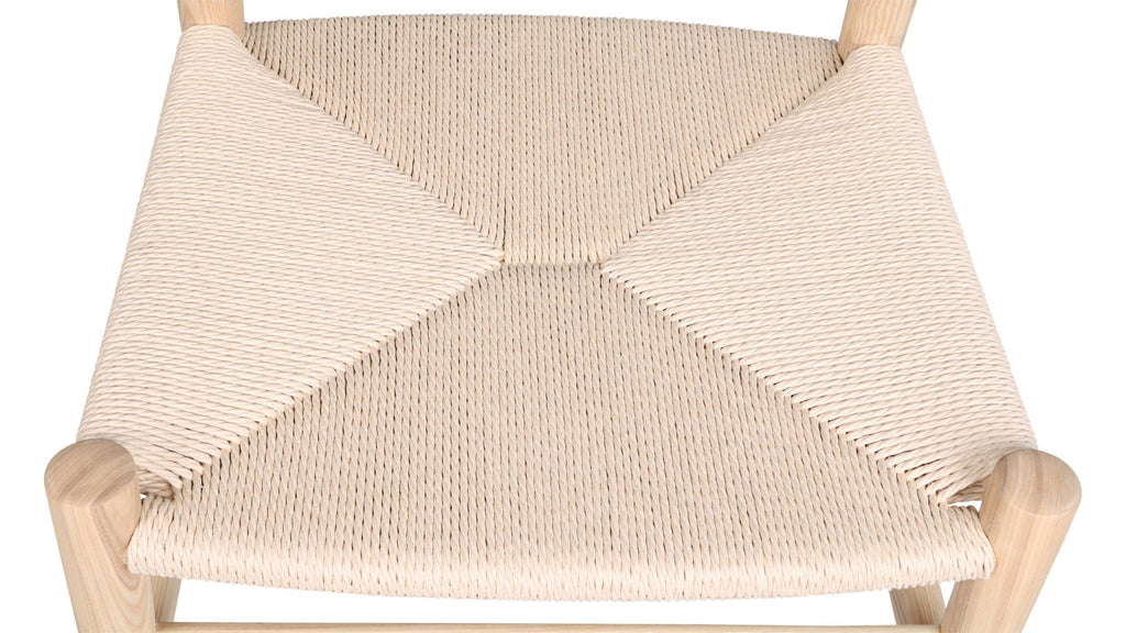 Chaise de salle à manger à dossier rabattable, assise en corde de papier naturelle, frêne