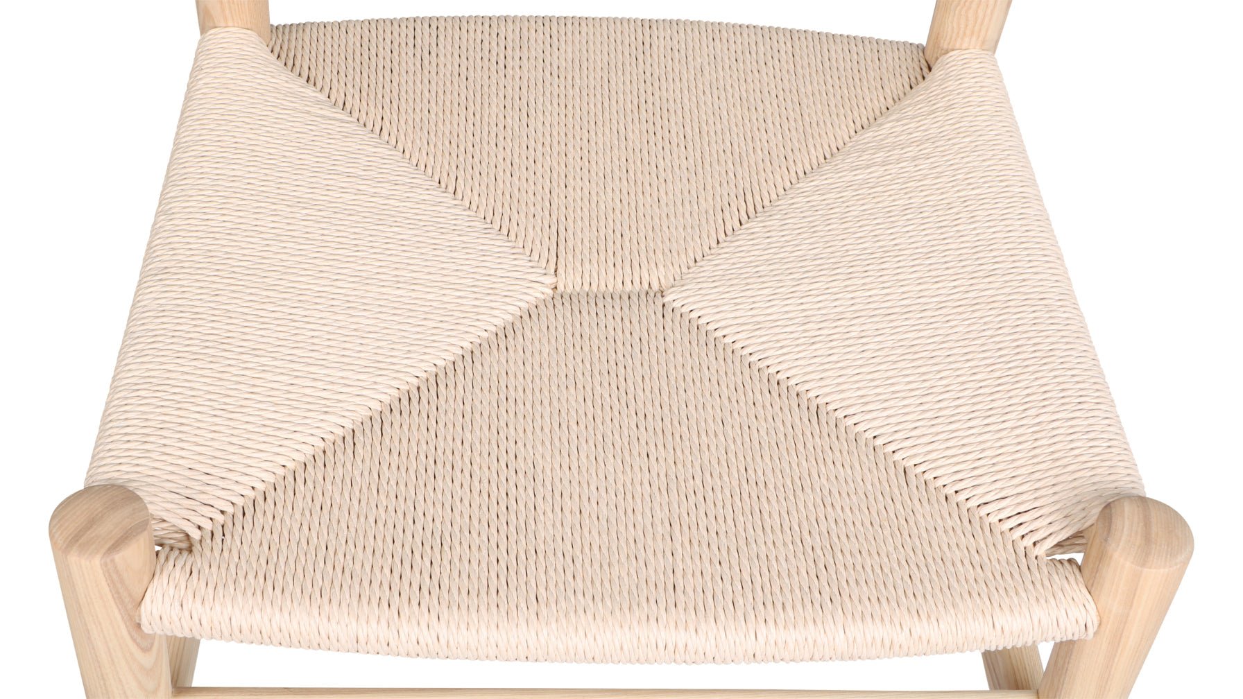 Chaise de salle à manger à dossier rabattable, assise en corde de papier naturelle, frêne