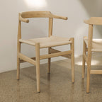 Chaise de salle à manger à dossier rabattable, assise en corde de papier naturelle, frêne