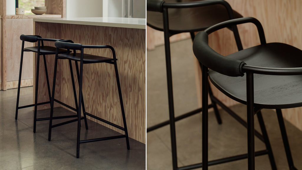 Tabouret de comptoir Slow Mornings, noir/métal noir