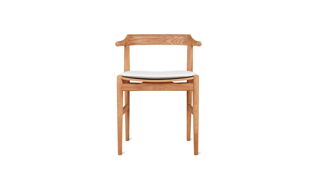 Chaise de salle à manger à dossier rabattable avec coussin blanc, chêne teinté