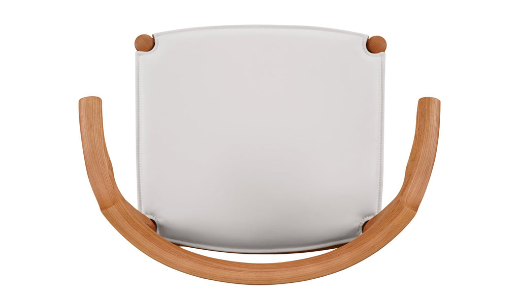 Chaise de salle à manger à dossier rabattable avec coussin blanc, chêne teinté